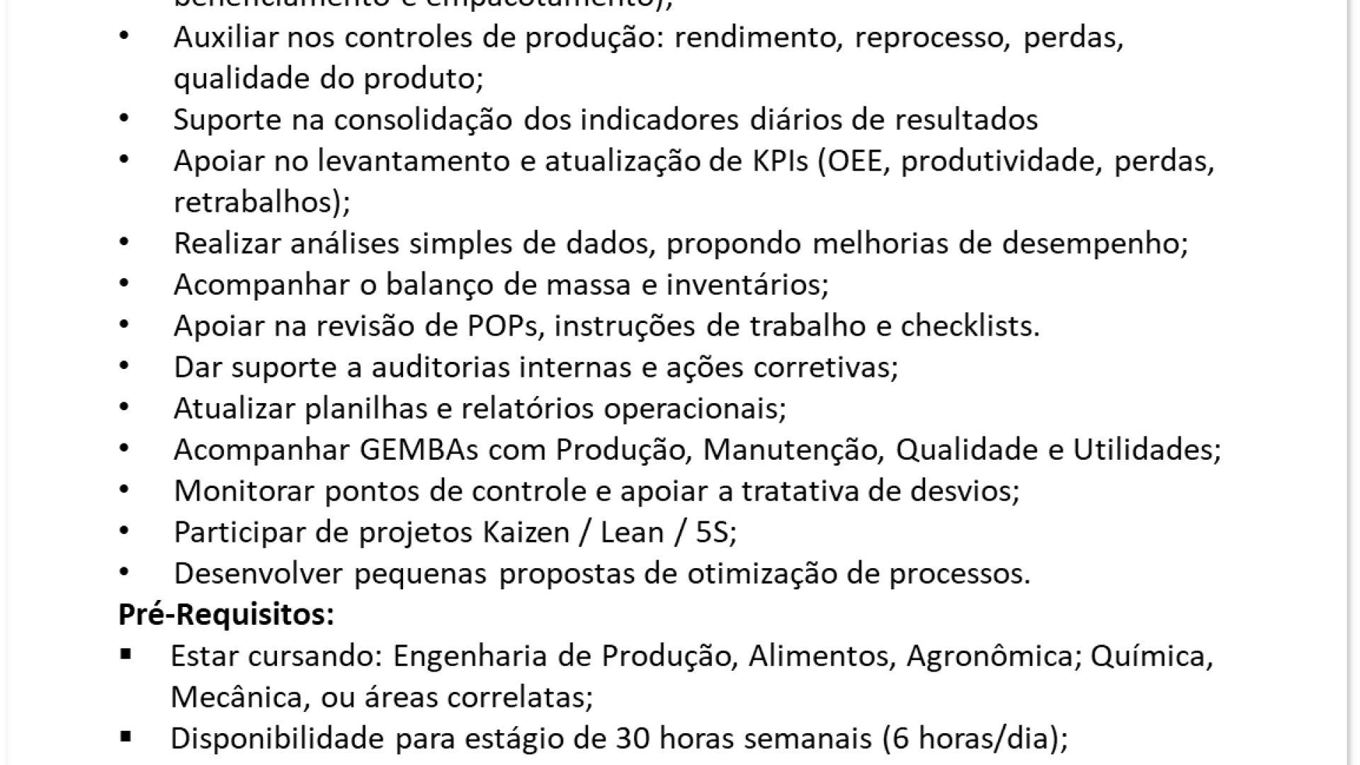 Estágio Produção